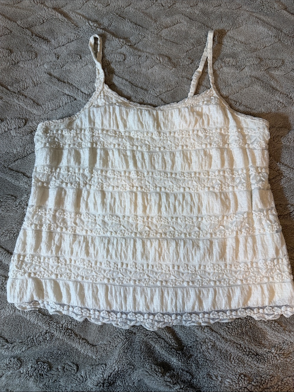 Torrid Cream Lace-Trim Smocked Camisole
